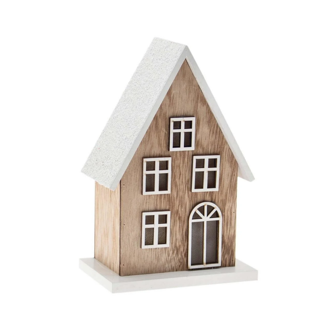 Casa in Legno Con LED (20x14x8,5cm)
