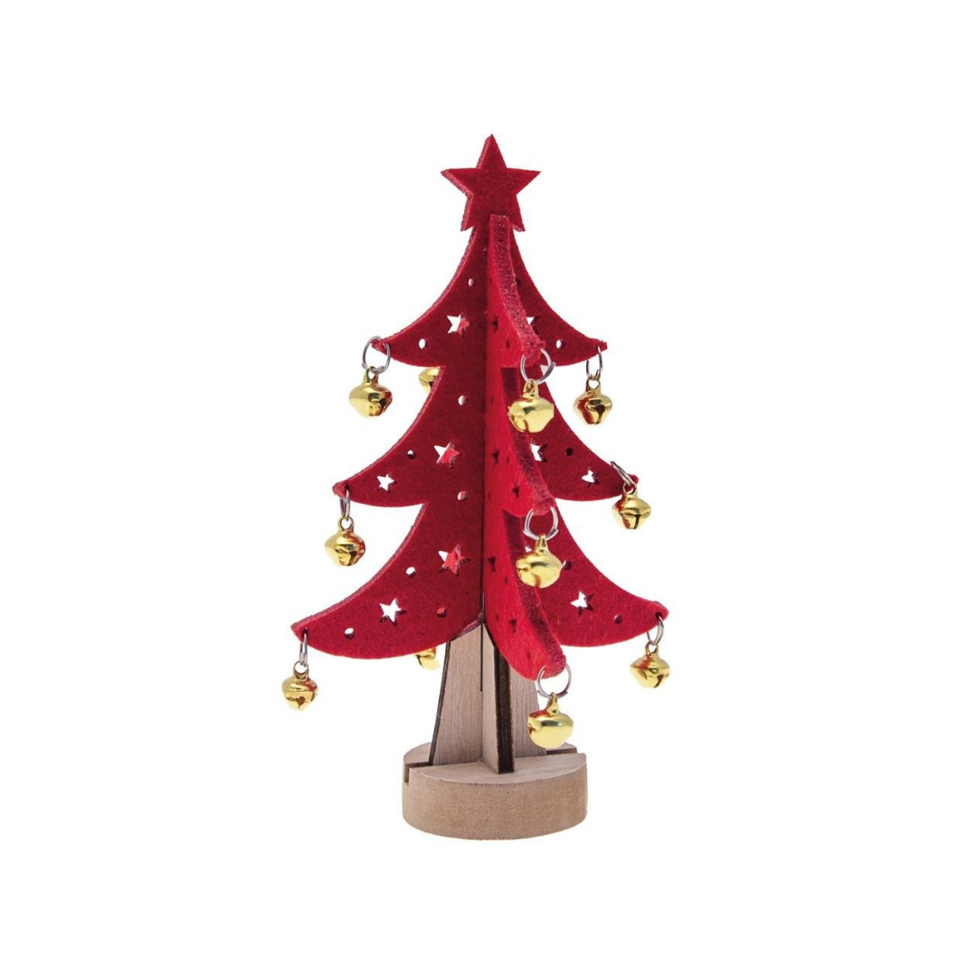 Albero Feltro e Legno con Sonagli (10,5×18,5 cm)